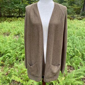 J. JILL SWEATER CARDIGAN OLIVE GREEN OPEN FRONT BOYFRIEND POCKETS SIZE M